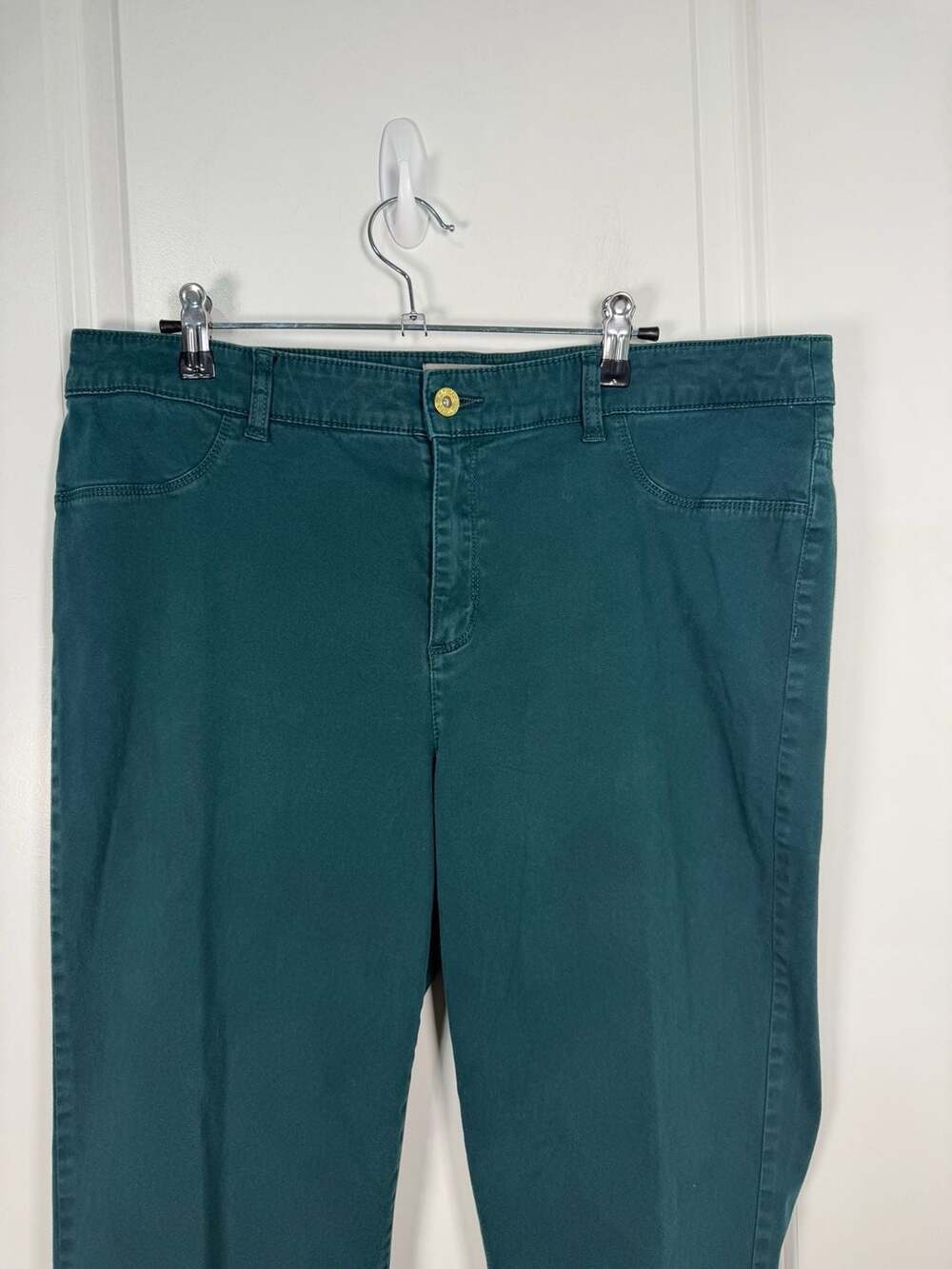Chico's Women's Solid Dark Green Stretch Straight Leg Casual Pants - Picture 3 of 7